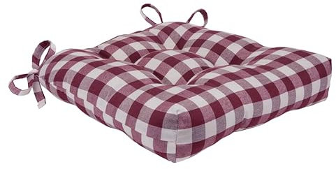 Generisch VcJta Klassisches Gingham-Karo-Kissen-Set – 6-teilige Kissen im Landhaus-Stil für gemütliche Esszimmer in der Küche (Burgunderrot/Beige)