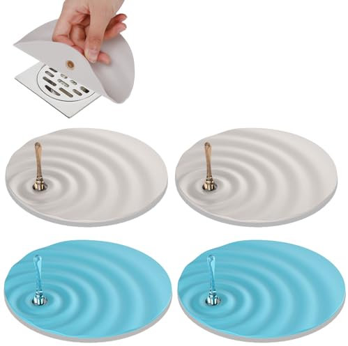 Realand Runde Badewannen-Ablaufstopfen für Badezimmer, Silikon, Badewannen-Ablaufabdeckung, Badewannenstöpsel für Badewanne, flacher Saugnapf, für Badewanne, Dusche, Waschbecken, 4 Stück