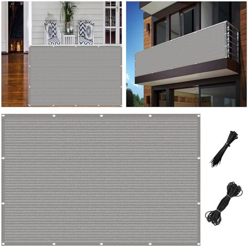 Brise Vue 60 x 70 cm Pehd - 90% d'ombrage - Résistant à La Déchirure Clôture Jardin Extérieure en Brise-Vue pour Balcon Hauteur avec Œillets pour Balcon, Gris Clair