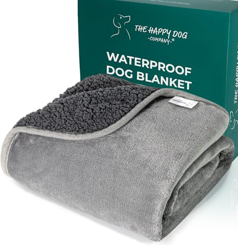 100% wasserdichte Hundedecken für kleine und mittelgroße Hunde, weiches Fleece, waschbarer Haustier-Überwurf für Sofa, Auto und Möbelschutz, weiche, flauschige Wendedecke, 75 x 100 cm, Grau/Grau