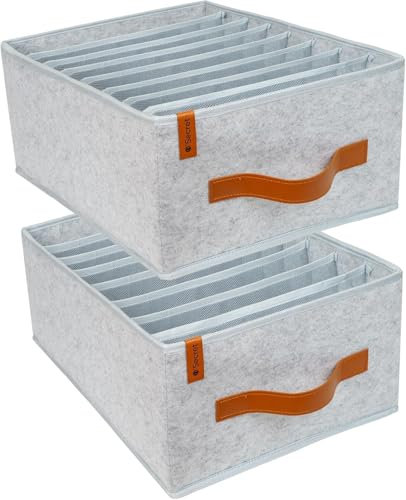 o'secret Kleiderschrank Organizer 2er Set Kleideraufbewahrung für Jeans, Hosen, T-Shirts, Unterwäsche - Schrank Organizer Schubladen Organizer