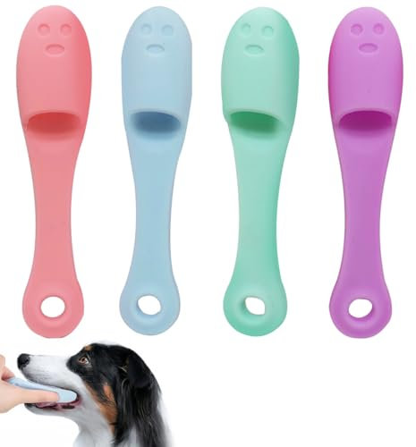 SGERUFZ 4 Stück Hundezahnbürste, Hundezahnbürste Fingerling, Hundezahnbürste für Kleine Hunde, Hunde Zahnpflege Zahnstein Hund, bei Mundgeruch Hund, Zahnreinigung Hund