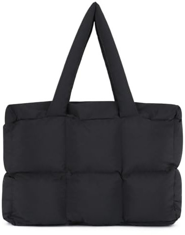 EVEOUT Puffer Schultertaschen Damen Große Gesteppte Shopper Leichte Puffy Tote Schultertaschen Gesteppte Tragetasche für Arbeit Reisen Fitnessstudio