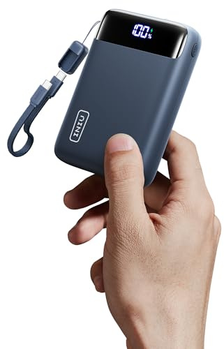 INIU 20000mAh Power Bank, Klein 22.5W Schnellladung Externe Handyakkus | Angebrachtem USB C Kabel, Flugtauglich & Reise-Essential, Power Bank für iPhone 17 16 15 Pro, Samsung S25, Xiaomi, iPad etc