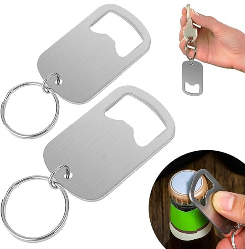 2Pcs Bottle Opener with Keyring Beer Bottle Openers, Stainless Steel Keychain Flat Bottle Opener for Home Kitchen Bar Party Restaurant