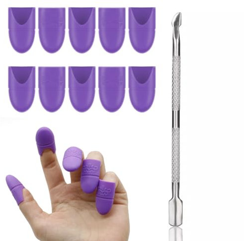 CPJJ 10 Pcs Clip Rimozione Semipermanente, Mollette Unghie, Nail Art Clip in Acrilico, Cappucci per Rimozione Semipermanente, Clip di Rimuovere Cap UV Gel per Strumento di Remover (porpora)