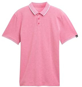 TOM TAILOR Denim Herren 1045586 Poloshirt, 38108 - Magenta White Two Tone, XL EU