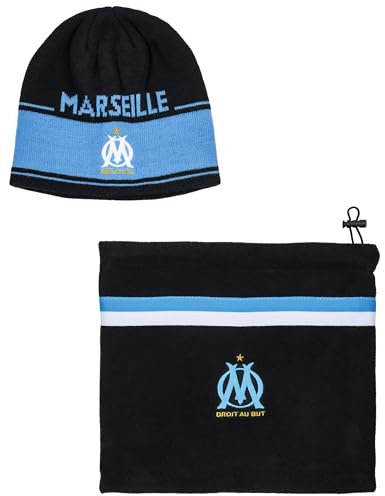 OLYMPIQUE DE MARSEILLE Coffret Bonnet + Cache Cou Om Enfant garçon - Collection Officielle