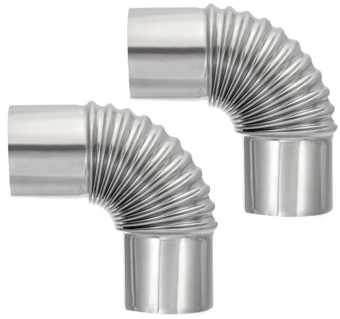 PATIKIL 90 Degree Stove Pipe, 2Pcs 2.36 Inch Elbow Stainless Steel Chimney Flue Extension for Outdoor Camping Tent Wood Stove Accessories Vent Exhaust, 5.12 Inch Length