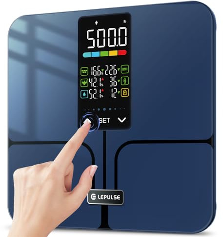Lepulse No APP Body Fat Scale, 500lb Smart Bathroom Scale for Body Weight