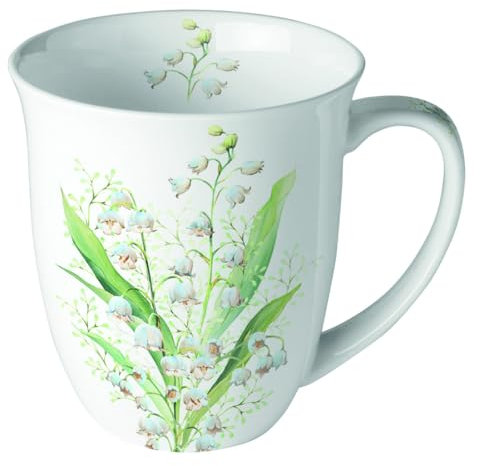 Ambiente Kaffeetasse Tee Becher Mug 0,4l Maiglöckchen Fine Bone China Porzellan Blumen Henkelbecher serie lily of the valley
