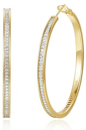 VEEDOFA Große vergoldete Rhinestone Ohrringe - Dicke Diamant-Creolen für Frauen