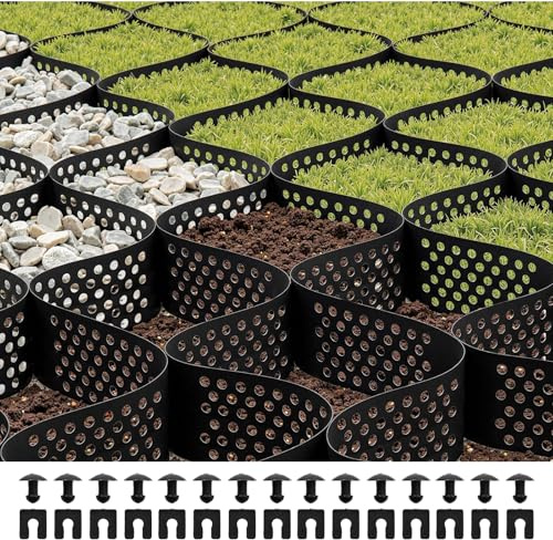 VEVOR Stabilisateur de Gravier, 5,2x2,7 m, Grille de Stabilisation de Sol Géocellulaire, Profondeur 100 mm, Retenue de Gazon au Sol Stable, pour Allée, Patio, Jardin, Terrasse, Surfaces Planes, Pentes