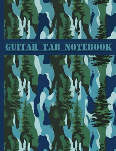 Guitar Tab Paper Notebook Blank Sheet Music for Guitarists, Songwriting Notation Book, Blue Tree Camo Print: 100 Pages for Tabbing Out Your Songs, Riffs and Lead Solos