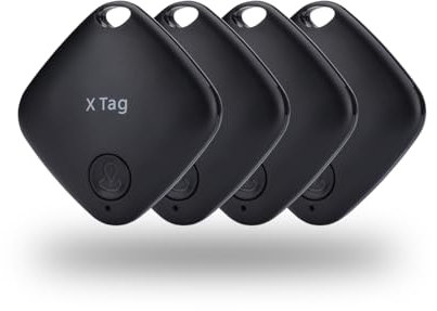 NK Air Tag Smart Pack 4 – Ortungsgerät, kompatibel mit Apple, Objektfinder, Bluetooth (Android funktioniert Nicht), Auto, Geldbörse, Koffer, Kinder, 4 Stück (Schwarz)