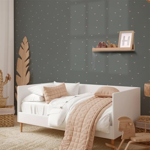 Selbstklebende Tapete Grau Rosa Stern Klebefolie Möbel Vinyl Fototapete Selbstklebend Wasserabweisend Wallpaper for Living Room Mustertapete Schlafzimmer Tapeten (38.6x480.6 CM)