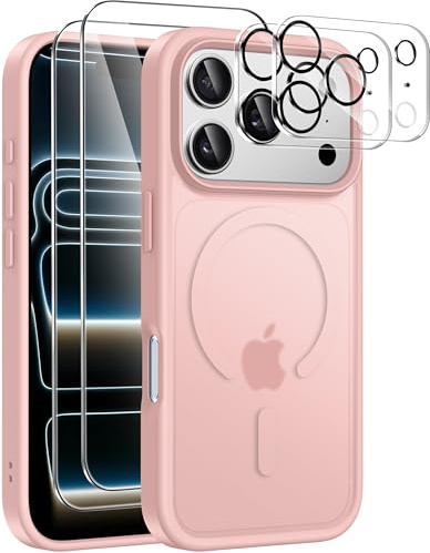 ivencase Magnetisch Hülle für iPhone 17 Pro Max, Rosa | für Mag Safe mit Kameraschutz und Schutzfolie Hard PC Militärnorm Schutz Transluzente Handyhülle