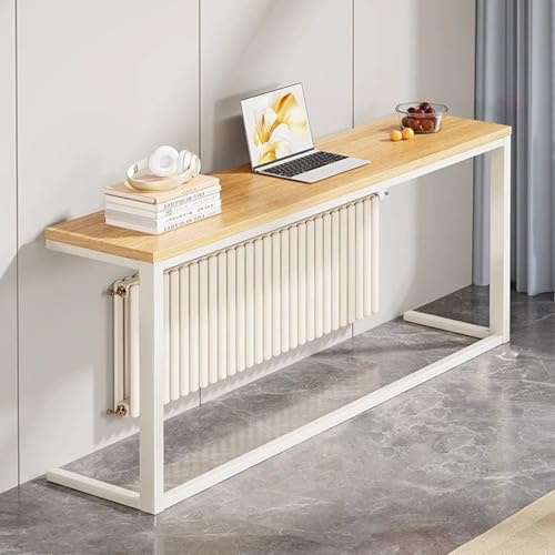 JSWHYBD Heizkörper Regal, Aufbewahrungsregal über dem Heizkörper - Heizkörperabdeckungen mit Metallrahmen & Holzplatte für Zuhause, Vielseitiger Organizer für Wohnzimmer und Flur Walnut 140cm/55.1”