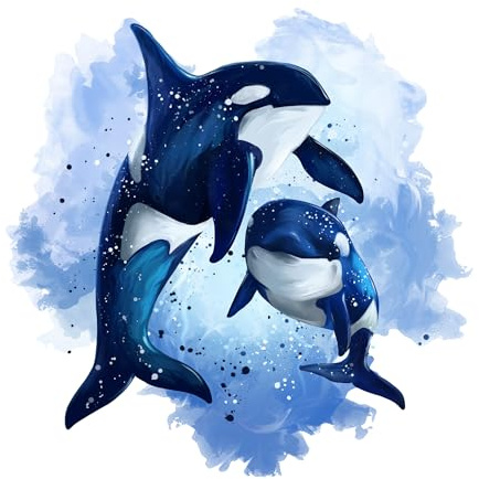 yabaduu Meerestiere Wandtattoo Orka 20x20cm Wandaufkleber Kinderzimmer Bad | Aufkleber für Jungen Mädchen Babyzimmer Fenster Fliesen Wand wasserfest Sticker selbstklebend rückstandslos entfernbar Y003