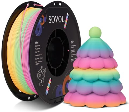 Sovol Matte Rainbow PLA Filament 1,75 mm 1kg, Matte Guave | Matte Gradient Mehrfarbig 3D Drucker Filament Regenbogen, Multicolor PLA Rot/Gelb/Blau/Lila