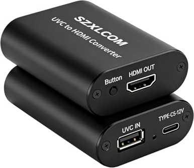 SZXLCOM Convertidor UVC a HDMI 1080P 60Hz, soporta carga de cámara, cámaras USB, conmutador de video de cámara web a salida de video HDMI, para transmisión en vivo a TV, monitor y tarjeta de captura