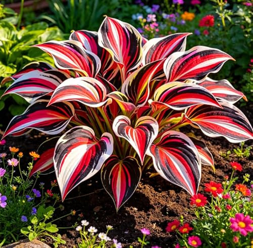 Hosta a Bordo Dorato – Molto apprezzata per il suo fogliame altamente ornamentale – Perfetta per piantumazioni naturalistiche sotto gli alberi nei cortili-4 root-B