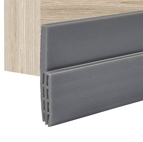 100cm Auto-adhésif Silicone Caoutchouc Joint de Porte Joint de Porte de Support Résistant aux Intempéries Autocollant de Bande de Porte pour Fenêtre Porte écart (gris)