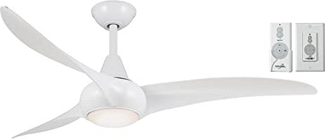 Minka-Aire F844-WH Light Wave 52-Inch Ceiling Fan, White with Remote and Additional Wall Control