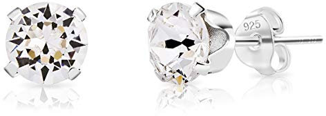 DTPSilver - Damen Ohrringe 925 Sterling Silber mit Kristallen von Swarovski® Elements 6 mm Runde Ohrstecker - Farbe : klare Kristalle