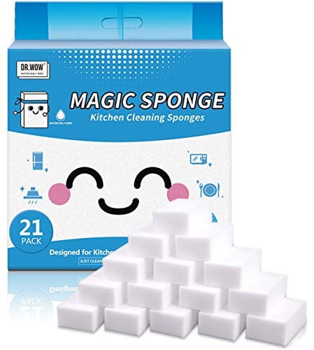 Dr.WOW Magischer Schwamm, Melamin-Schwamm, 2 x dick, 2 x langlebige Reinigung, Radierschwamm in Küche, Luftfritteusen, Bad, Büro, 21 Stück