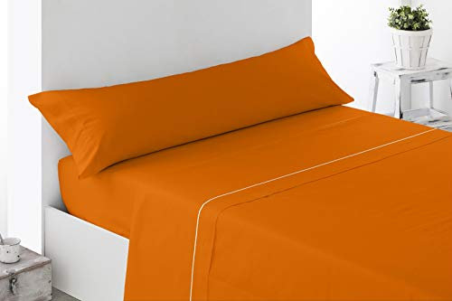 ENERGY COLORS TEXTIL - Excellent 150 - Juego SÁBANAS Completo 3 Piezas Verano Cama 150 x 190-200 cm (Naranja)