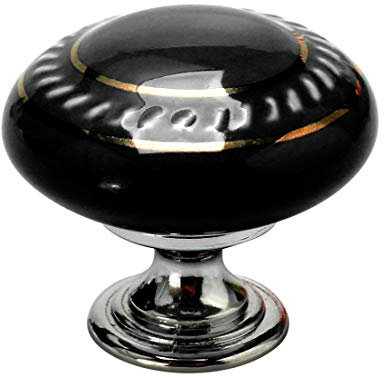 sourcing map Ceramic Knobs Vintage Knob Drawer Pull Handle Furniture Door Cabinet Cupboard Wardrobe Dresser Decorative Gold Circle Black
