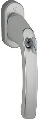 HOPPE 11780411 Maniglia per Finestra LIÈGE – Serratura a Cilindro con Bottone a Pressione, 7 x 40, Effetto Acciaio Inox, Color02, 35 N·m