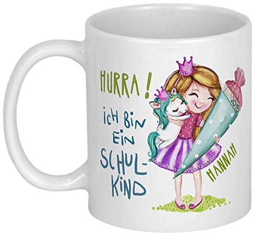 My Sweetheart® Schöne Geschenke zur Einschulung Mädchen Tasse PERSONALISIERT Prinzessin mit Einhorn Schulanfang Einschulungsgeschenke