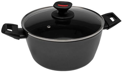Zanetti Evolution Casseruola per Induzione Diametro 20 cm, Fondo Antiaderente, Alto Spessore, Casseruola con Coperchio, Impugnatura Comoda Due Maniglie, Nero