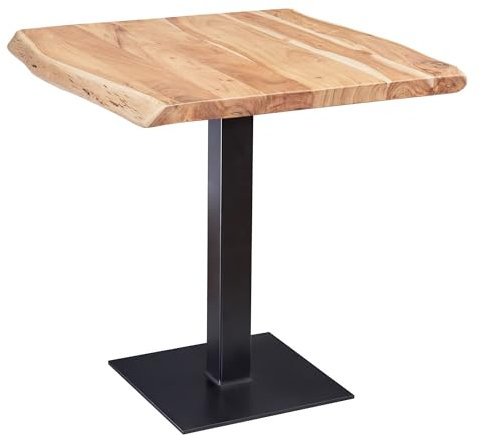 Wohnling Esstisch Baumkante 80 x 75 x 75 cm Akazie Massivholz Esszimmertisch, Kleiner Holztisch Esszimmer, Designer Küchentisch Quadratisch