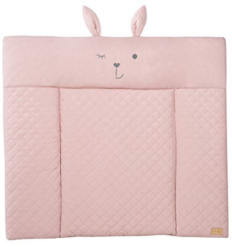 roba Wickelauflage soft roba Style - 85 x 75 cm - Wickeltischauflage abwaschbar - Baby Wickelunterlage mit Hasen Motiv - Lil Cutie Lily - Rosa