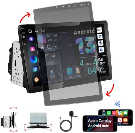 Amaseaudio Android 14 Car Stereo, Universal 10.1 Rotated screen, Octa Cores(4+64GB), DSP+, 2 Din, Wireless Apple carplay Android auto, Support 4G wifi/BT/GPS Navi/HD1080P/Fast Boot