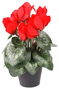 FloristryWarehouse Cespuglio di ciclamino rosso in finta seta, alto 25 cm