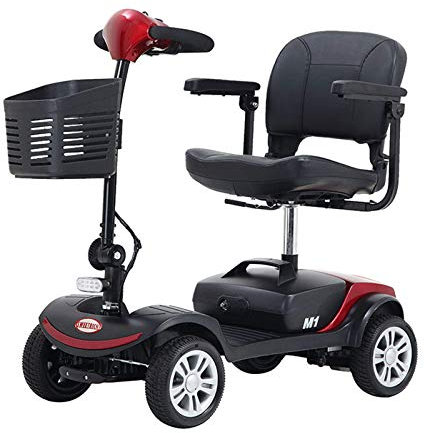 FZYE 4 Wheel Electric Powered Wheelchair for Elderly Adults - Folding Compact Mobility Scooter - Long Range Power Extended Battery with Charger and Basket