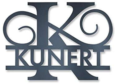 Metzler Türschild Edelstahl Monogramm, Personalisiertes Namensschild in Anthrazit RAL 7016, Individueller Schriftzug Klingelschild, Rostfreier & Wetterfest, Made in Germany, Größe: 80 x 55 cm
