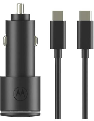 Motorola Chargers - 45W Dual Port USB PD Schnellladegerät (USB-A, USB-C) für Fahrzeug/Telefonladegerät mit 1m USB-C auf C Kabel.