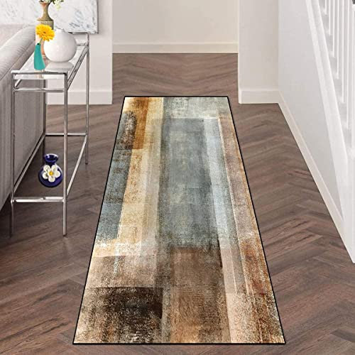 Teppich Läufer rutschfest 80x300cm Korridor Teppich Moderner Geometrischer Küchenteppichläufer Polyester Teppich Waschbar für Flur Schlafzimmer Wohnzimme, Länge Anpassbare