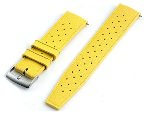 StrapHabit FKM Uhrenarmband aus Gummi, Schnellverschluss, tropischer Stil, 20 mm, 22 mm (20 mm, Gelb)