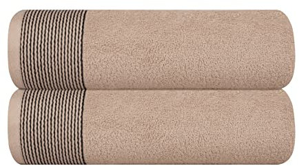 GLAMBURG Baumwolle 2er-Pack übergroße Badetücher 100 x 150 cm, große Badetücher, Ultra saugfähig, kompakt, schnell trocknendes und leichtes Handtuch - Bräunen