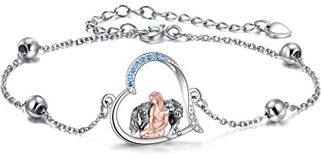 YAFEINI Wolf Verstellbares Armband für Damen Mädchen 925 Sterling Silber Wolf Schmuck Geschenke (Wolf Mädchen Armband)