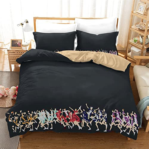NECEHY Haikyuu Bettwäsche-Set mit Anime-Volleyball-Motiv, für Einzelbett, 3D-gedrucktes Anime-Bettwäsche-Set, pflegeleicht und superweiche,ab-e1303,Super King:102x87/260 * 220cm