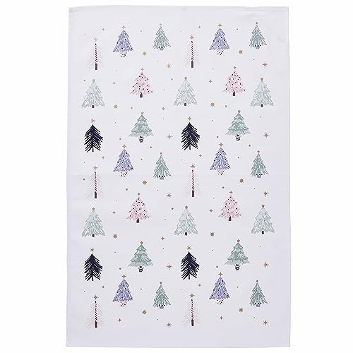 Christmas Textiles - Frosty Trees Recycled Cotton Tea Towel