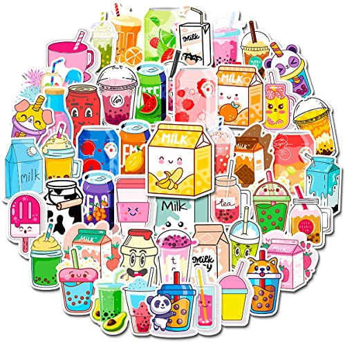 50 Stück Süße Getränkeflasche Aufkleber Kawaii Boba Getränke Aufkleber Bubble Tea Ästhetik wasserdichte Cartoon Wasserflasche Aufkleber für Mädchen