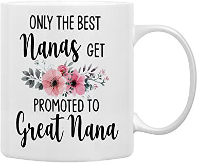 QASHWEY Nana Gifts Coffee Mug, Only the Best Nanas Get Promoted to Great Nana Coffee Cups Ceramic 11oz, Nana Birthday Gifts for Women, Mothers Day Gifts, Grandma Gifts from Grandchildren Tea Cup